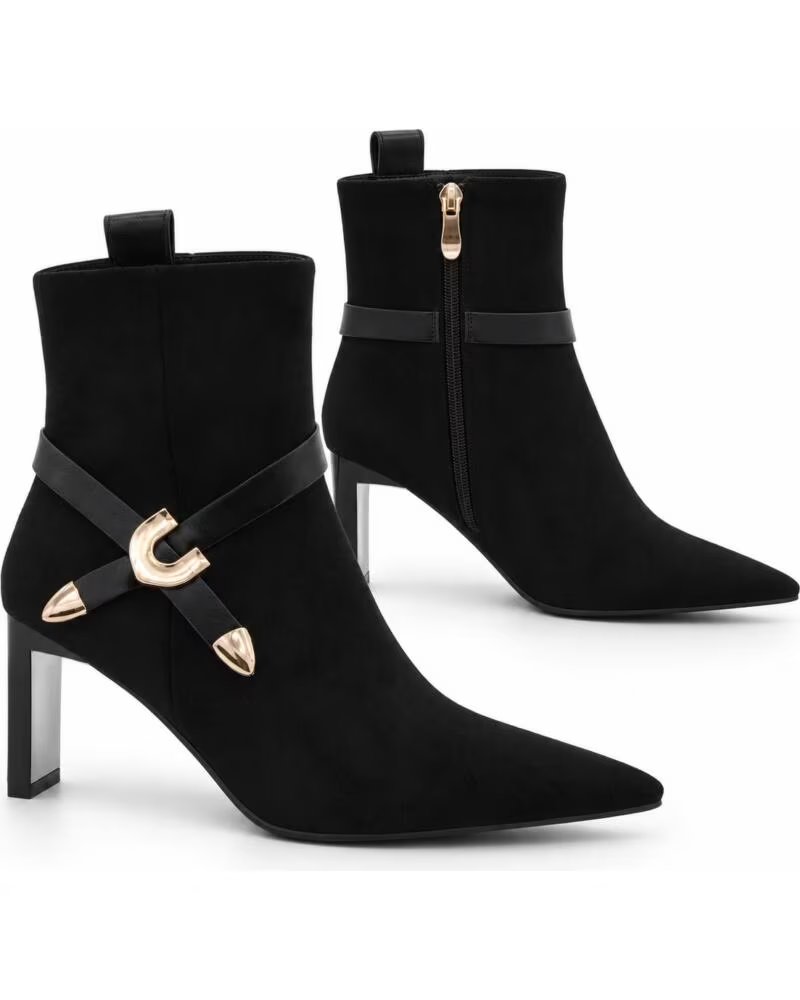 MONTEVITA LORETOZA SCHWARZE STIEFELETTEN MIT ABSATZ UND SCHNALLE BLACK