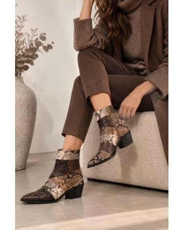 MONTEVITA NIZA BROWN ABSATZSTIEFELETTEN IN SCHLANGENLEDEROPTIK