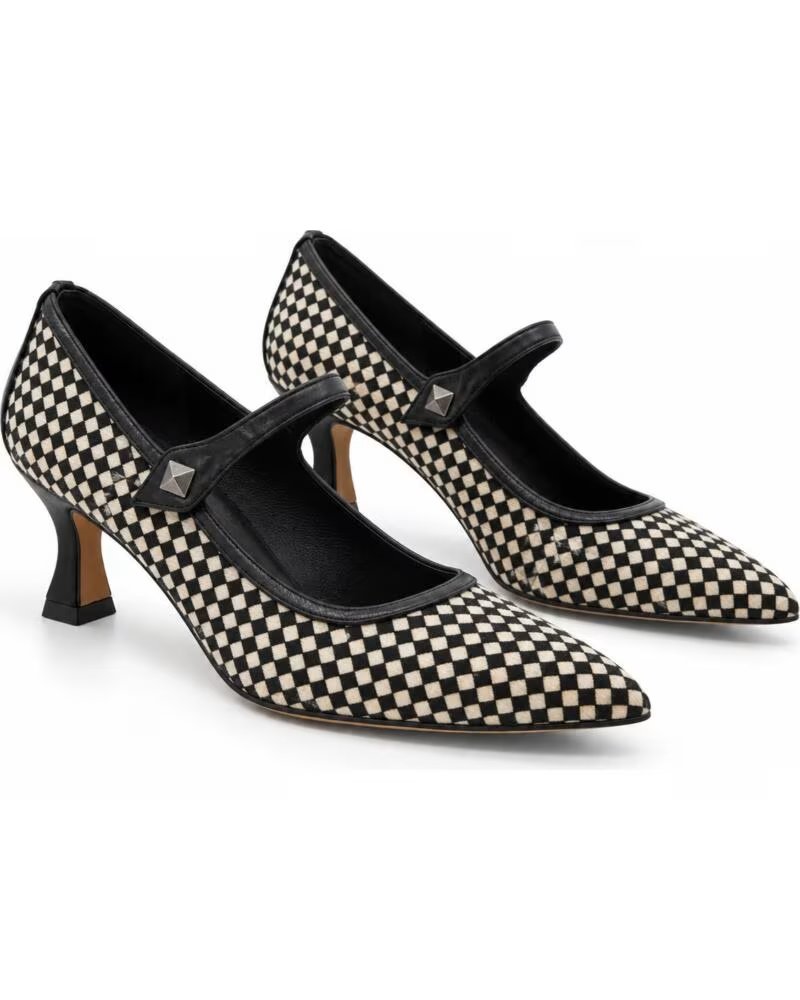 MONTEVITA PISA ZAPATOS DE TACÓN CON CUADROS Y TIRA BLACK