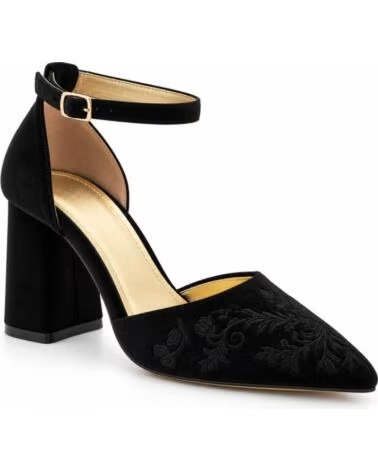 MONTEVITA SALERNO BREITER ABSATZ PUMPS MIT STICKEREI BLACK