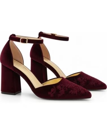 MONTEVITA SALERNO BURGUNDY SAMT PUMPS MIT BESTICKUNG
