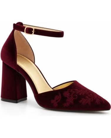 MONTEVITA SALERNO BURGUNDY SAMT PUMPS MIT BESTICKUNG