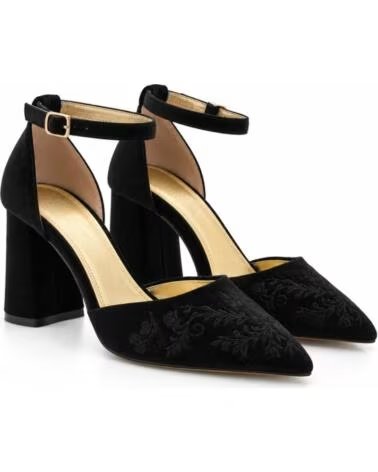 MONTEVITA SALERNO BREITER ABSATZ PUMPS MIT STICKEREI BLACK