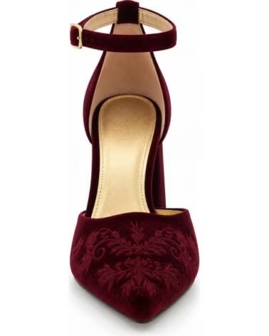 MONTEVITA SALERNO BURGUNDY SAMT PUMPS MIT BESTICKUNG