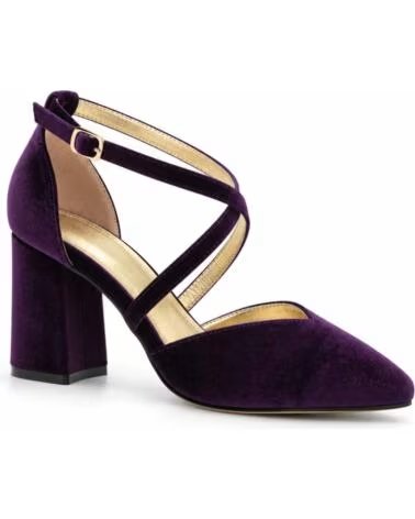 MONTEVITA ESCARPINS À TALON LARGE ET BRIDES CROISÉES EN VELOURS VIOLET PURPLE