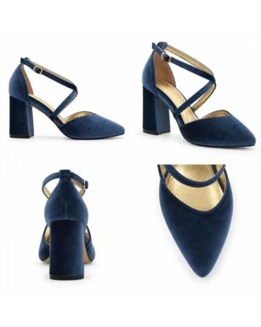 MONTEVITA SCARPE CON TACCO IN VELLUTO BLU BAEZA BLUE