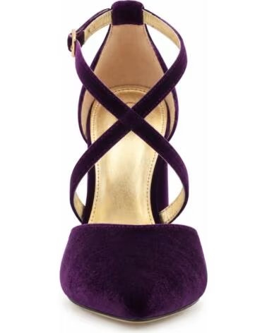 MONTEVITA ESCARPINS À TALON LARGE ET BRIDES CROISÉES EN VELOURS VIOLET PURPLE
