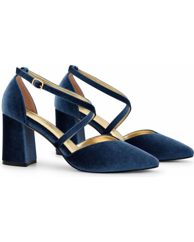 MONTEVITA SCARPE CON TACCO IN VELLUTO BLU BAEZA BLUE