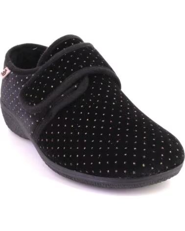 BEREVERE 6401 Zapatillas de casa de mujer negro NEGRO