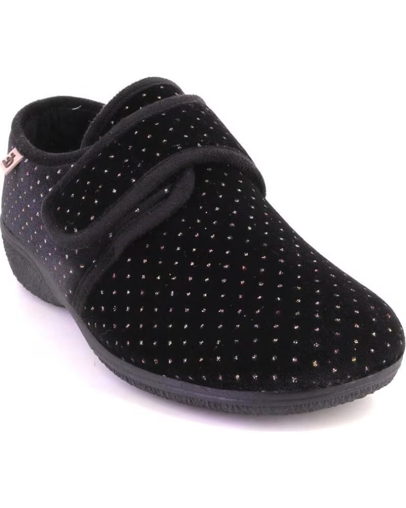 BEREVERE 6401 Zapatillas de casa de mujer negro NEGRO