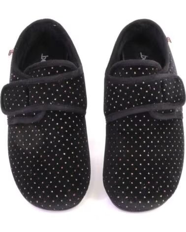 BEREVERE 6401 Zapatillas de casa de mujer negro NEGRO