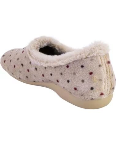 BEREVERE 6353 ZAPATILLAS DE CASA CERRADAS DE MUJER CON TOPOS BEIGE