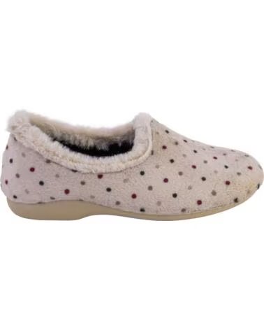 BEREVERE 6353 ZAPATILLAS DE CASA CERRADAS DE MUJER CON TOPOS BEIGE