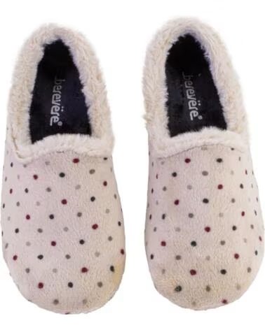 BEREVERE 6353 ZAPATILLAS DE CASA CERRADAS DE MUJER CON TOPOS BEIGE