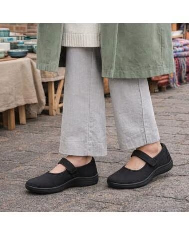 ARCOPEDICO ESTRELA SCHWARZE LYCRA MARY JANE SCHUHE NEGRO