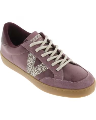 VICTORIA BASKETS BERLIN VELOURS ET CROÛTE DE CUIR 1126250 MAUVE MALVA
