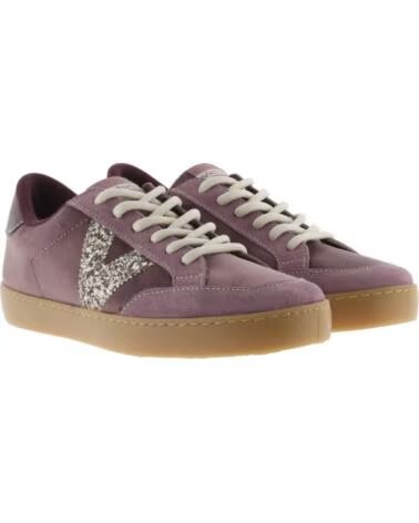 VICTORIA BASKETS BERLIN VELOURS ET CROÛTE DE CUIR 1126250 MAUVE MALVA