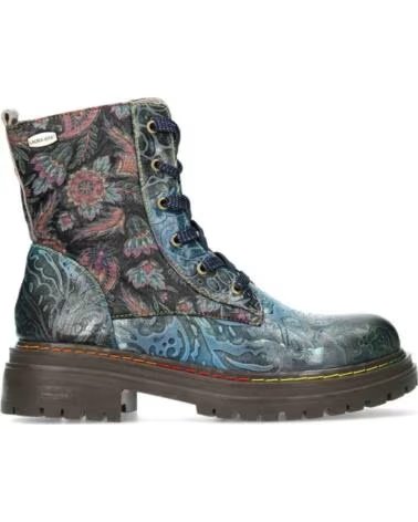 LAURA VITA KANDYO-24 JEANS DAMEN STIEFELETTEN AUS LEDER MIT BLUMENMUSTER UND SCHNÜRUNG
