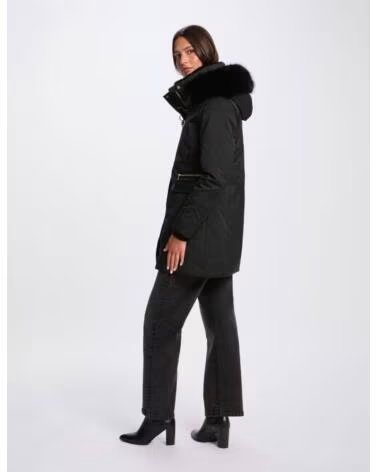 MORGAN MANTEAU GKILIA AVEC CAPUCHE ET FOURRURE NEGRO