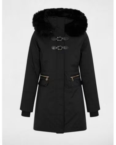 MORGAN MANTEAU GKILIA AVEC CAPUCHE ET FOURRURE NEGRO