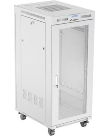 LANBERG Armario rack 19 pulgadas 27u - 600x800 flat pack puerta perforada con lcd gris