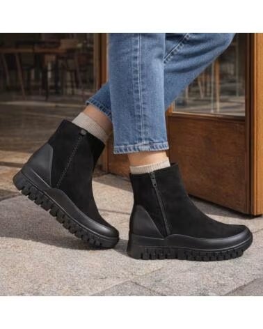 PIESANTO 265696 STIVALETTI IN PELLE E SCAMOSCIATO NERI CON CERNIERA NEGRO