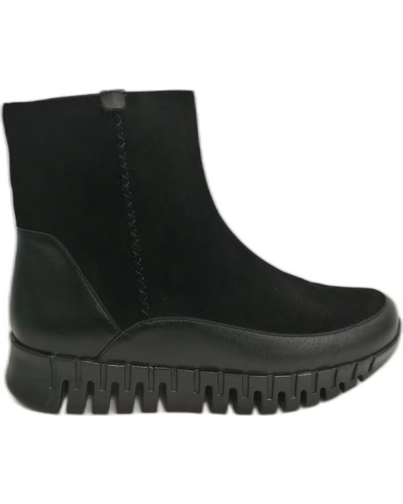 PIESANTO 265696 STIVALETTI IN PELLE E SCAMOSCIATO NERI CON CERNIERA NEGRO