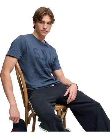 SUPERDRY T-SHIRT MANCHES COURTES HOMME BLEU SDU UNIVERSITY AZUL