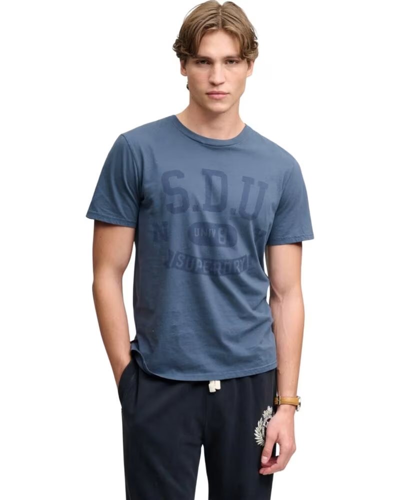 SUPERDRY T-SHIRT MANCHES COURTES HOMME BLEU SDU UNIVERSITY AZUL
