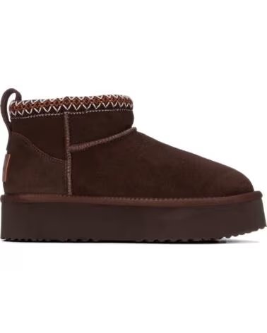 CARMELA 164192 DAMEN STIEFELETTEN AUS BRAUNEM LEDER MIT PLATEAU UND BESTICKUNG MARRON