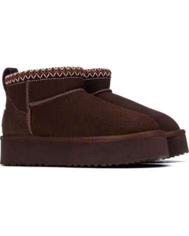 CARMELA 164192 DAMEN STIEFELETTEN AUS BRAUNEM LEDER MIT PLATEAU UND BESTICKUNG MARRON
