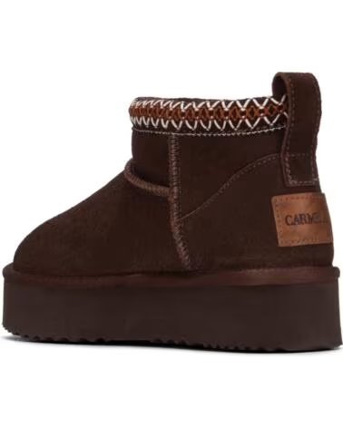 CARMELA 164192 DAMEN STIEFELETTEN AUS BRAUNEM LEDER MIT PLATEAU UND BESTICKUNG MARRON