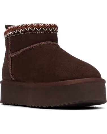 CARMELA 164192 DAMEN STIEFELETTEN AUS BRAUNEM LEDER MIT PLATEAU UND BESTICKUNG MARRON