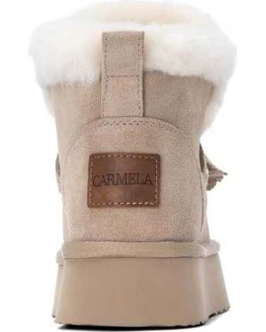 BOTTINES PLATEFORME CARMELA AVEC POMPONS ET FAUSSE FOURRURE BEIGE