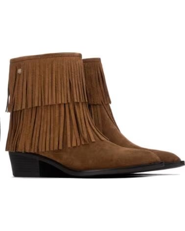 BOTTINES EN CUIR À FRANGES POUR FEMME CARMELA 164395 CAMEL
