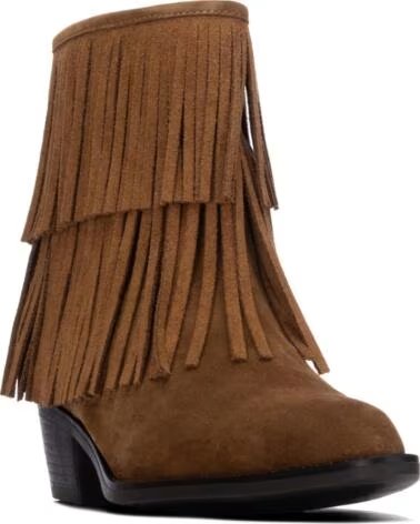 BOTTINES EN CUIR À FRANGES POUR FEMME CARMELA 164395 CAMEL
