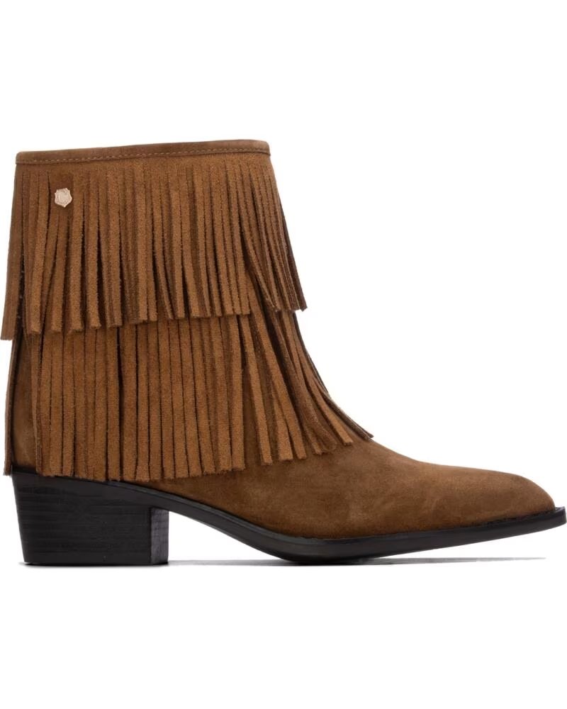BOTTINES EN CUIR À FRANGES POUR FEMME CARMELA 164395 CAMEL