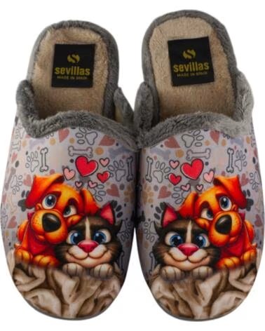 SEVILLAS PANTUFLA PERRITOS SV37-3 GRIS
