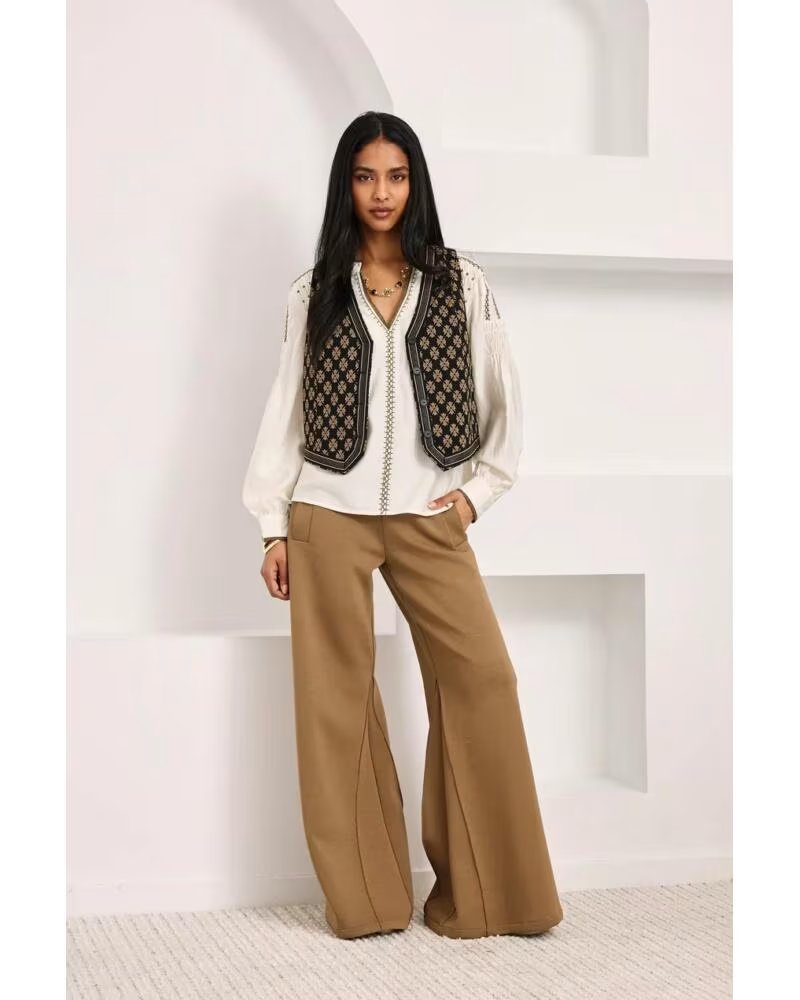 NEKANE NKN PANTALON FLARED TRICOT LX ASTRA CAMEL