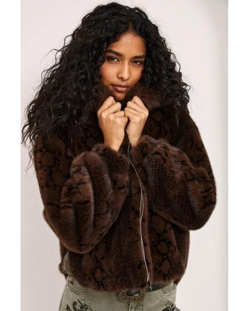 NEKANE NKN MANTEAU FOURRURE FEMME YH NEBET MARRóN