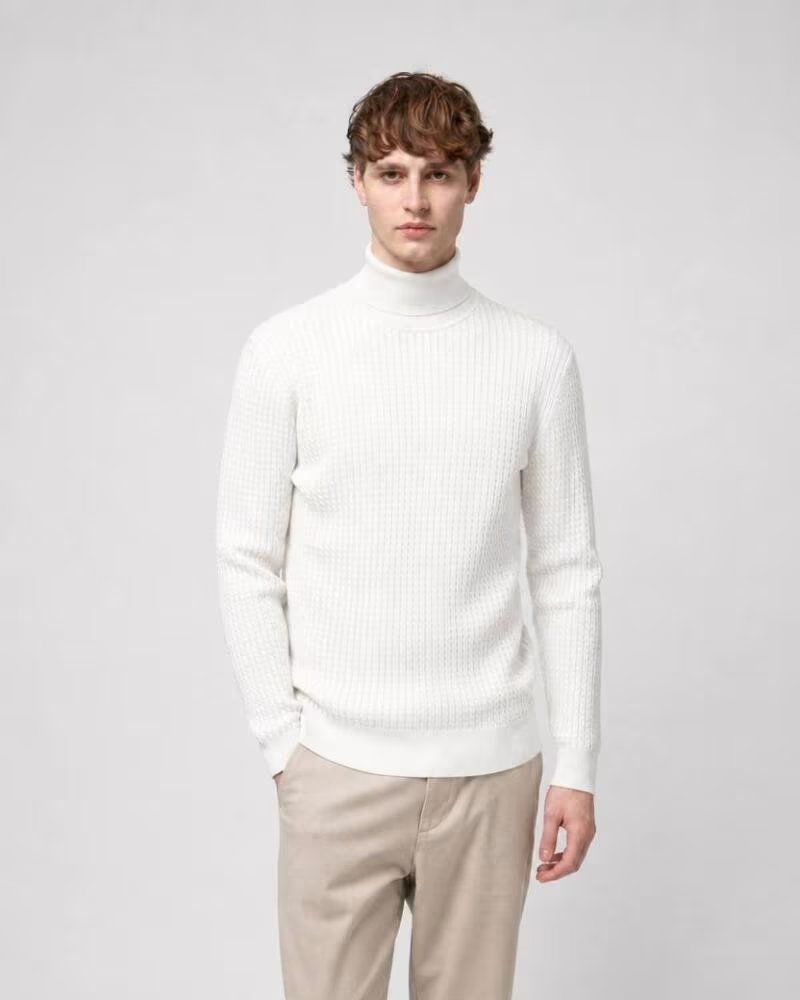 GIANNI LUPO BEIGER ROLLKRAGENPULLOVER KETTEN BEIGE