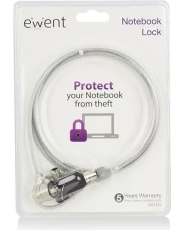 EWENT Cable de seguridad cierre kensington universal para portatil - 2 llaves - 1 5m