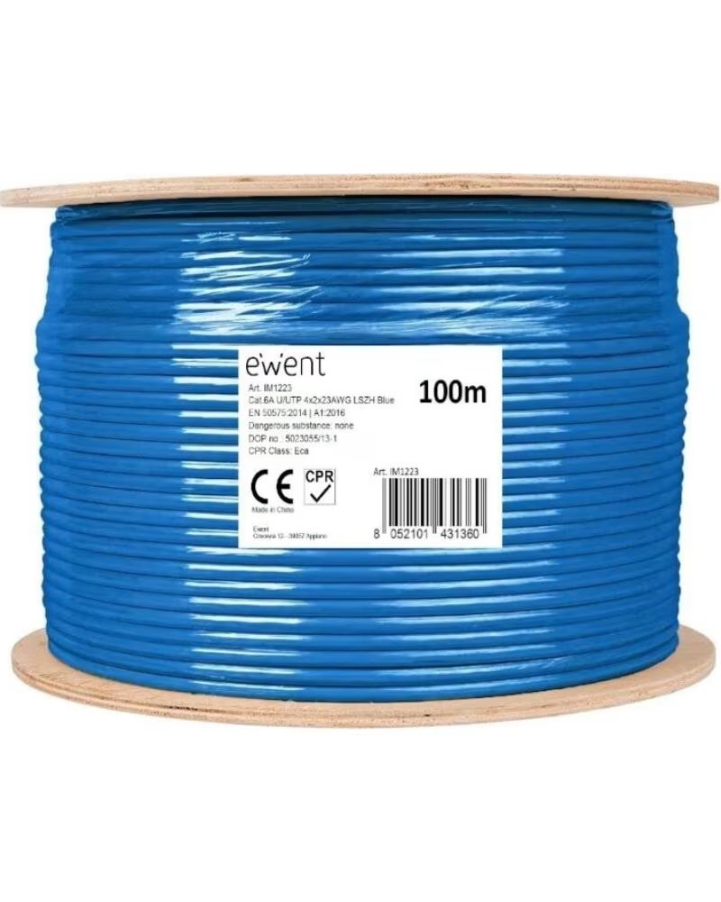 EWENT Bobina Cable Red CAT6A U-UTP LSZH 100m