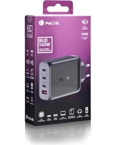 NGS CARGADOR ULTRARAPIDO140W 4 PUERTOS 3USB-C 1 US