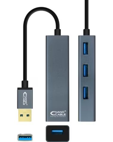 NANO CABLE Nanocable Hub USB 3 0 4 x USB 3 0 10cm Gris
