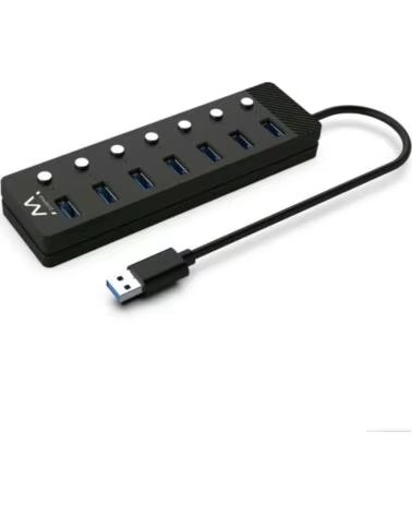 EWENT Hub usb-usb-c 7 ptos interruptor c-alimen