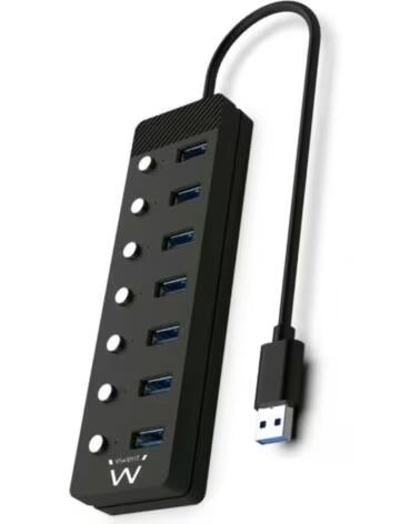 EWENT Hub usb-usb-c 7 ptos interruptor c-alimen