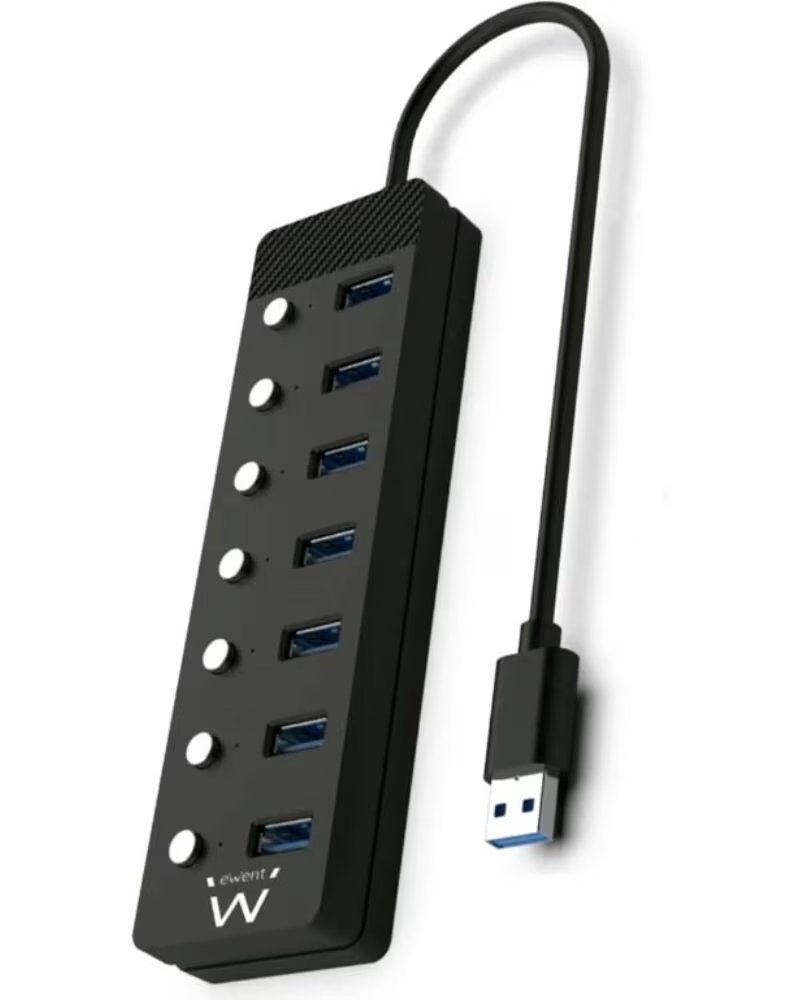 EWENT Hub usb-usb-c 7 ptos interruptor c-alimen