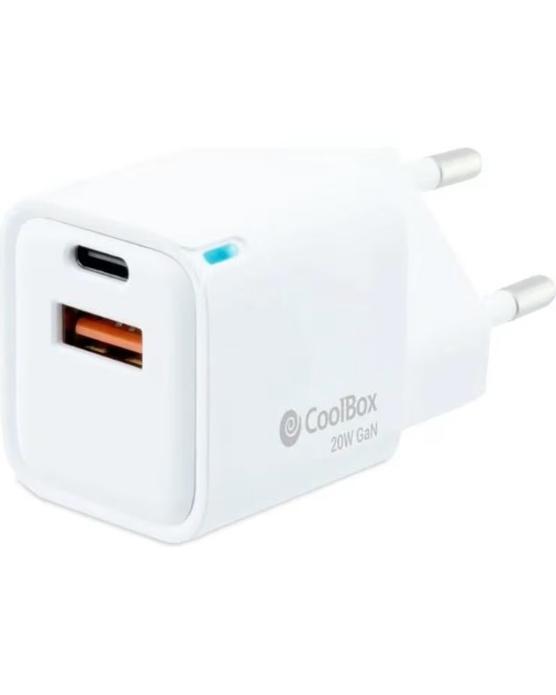 COOLBOX Cargador Gan 20W USB-C-USB-A PARED