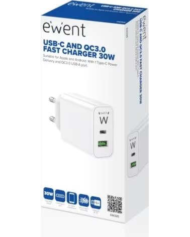 EWENT CARGADOR RAPIDO USB-C - QC 3 0 - 30W